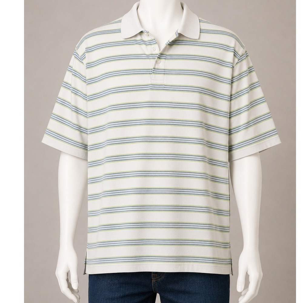 Pebble Beach Golfcore Dadcore Athleisure Polo Dry Wicking Size XL White/Teal